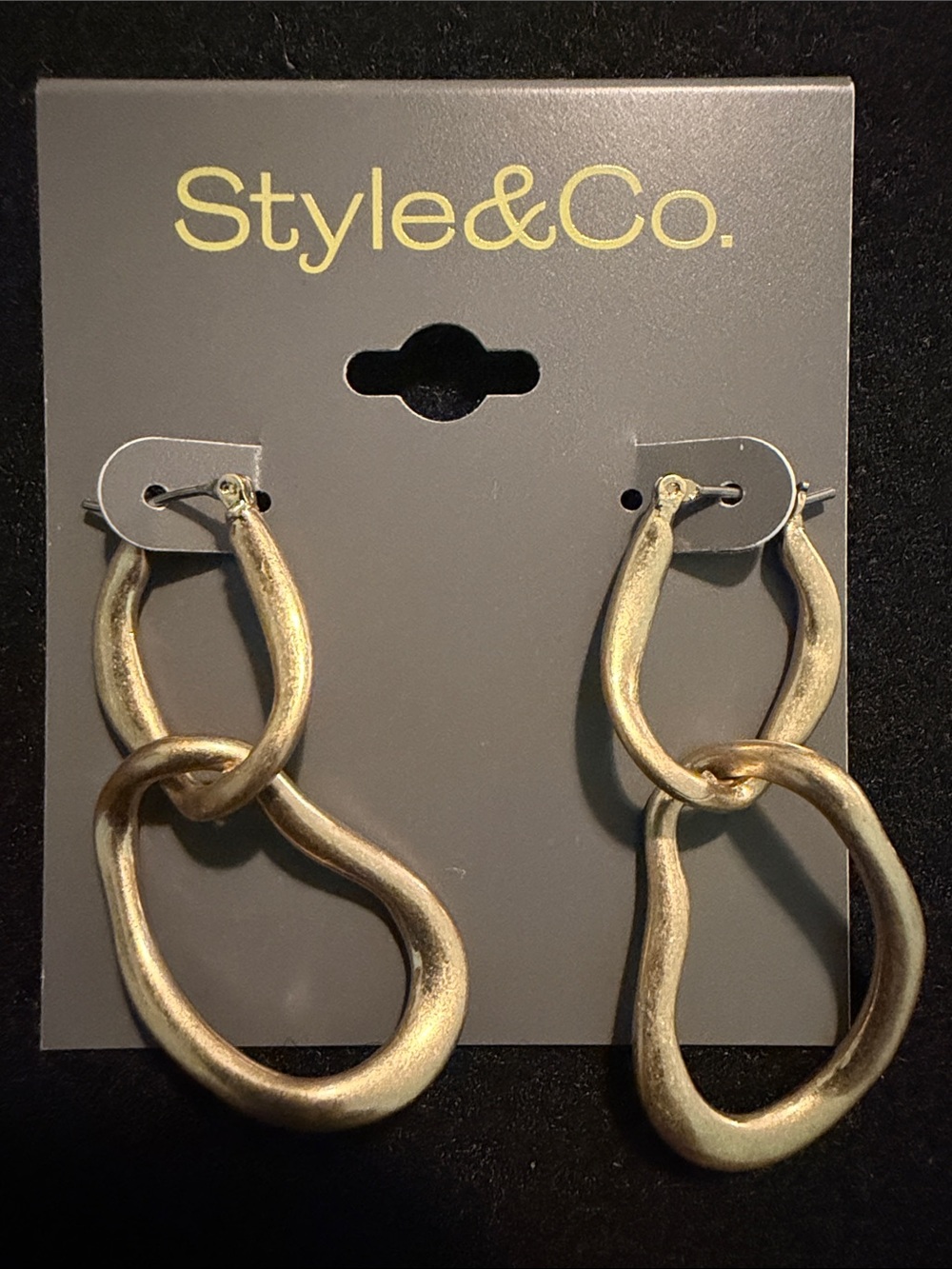 Style & Co. Matte Gold Organic Link Drop Earrings